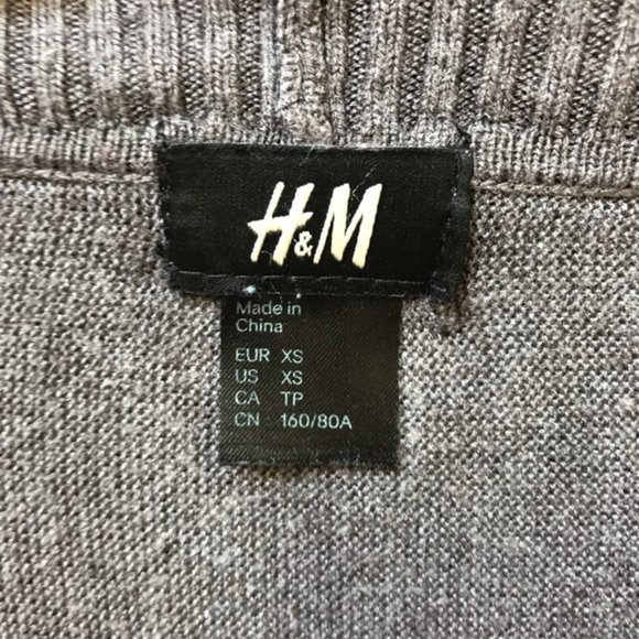 H&M Oversized Draped Knit Cardigan Open Front Brown Gray Women's Size XS - Picture 6 of 7